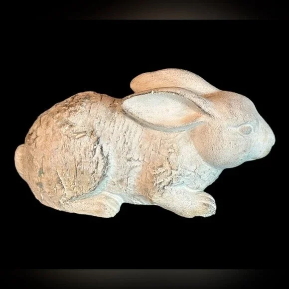 Farmhouse French Concrete Bunny Rabbit Figurine Spring Home Decor - Picture 2 of 8